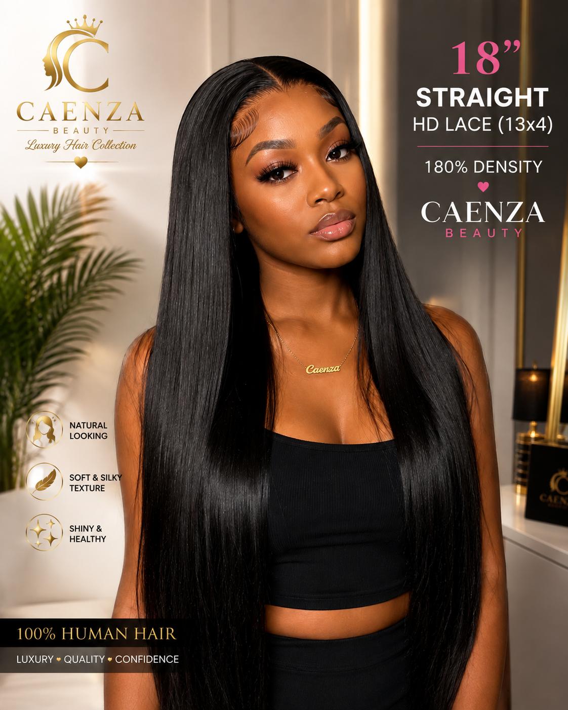 18" Straight HD Lace Wig-100% human Hair | 13x4 | 180% Density
