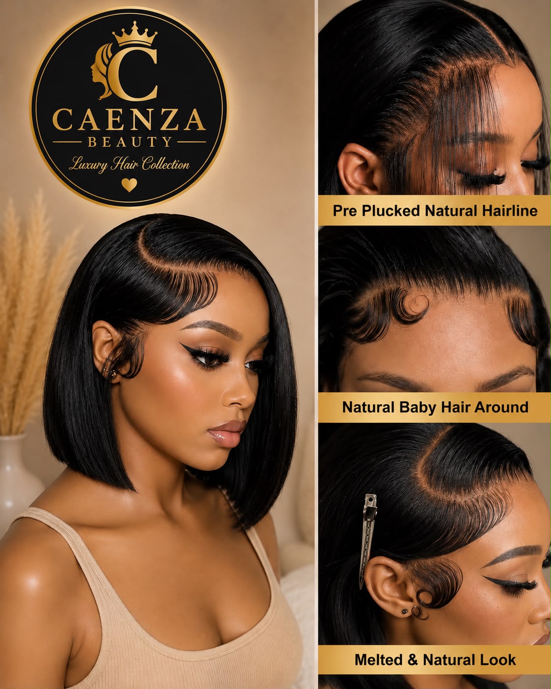 13x4 HD Lace Straight Bob Wig – 180% Density Human Hair 8,10,12 Inch