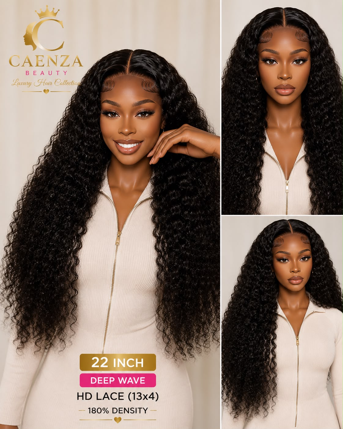 22” Deep Wave HD Lace Wig – 13×4, 180% Density