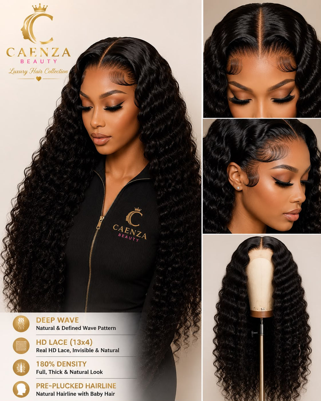 22” Deep Wave HD Lace Wig – 13×4, 180% Density